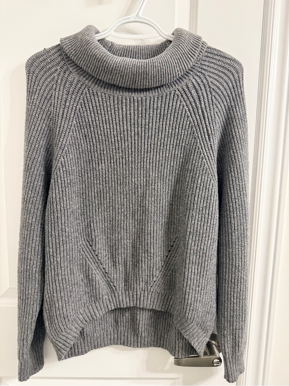 Dynamite Ribbed Cowl Neck Sweater - Gray